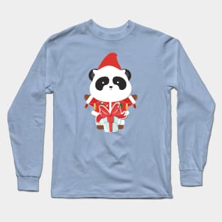 Cute Panda Ready For Christmas Long Sleeve T-Shirt